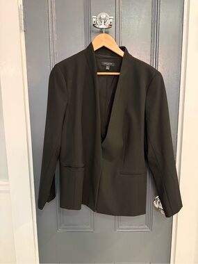 Ann Taylor Black Collarless Open-Front Blazer
